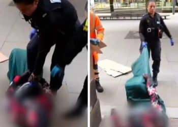 شاهد .. لاجئ سوداني يتعرض لاعتداء بشع من قبل شرطية بريطانية