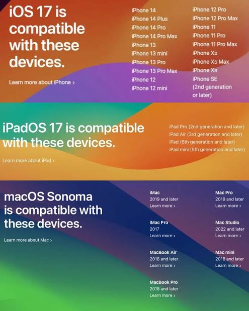 الهواتف التي تدعم IOS 17